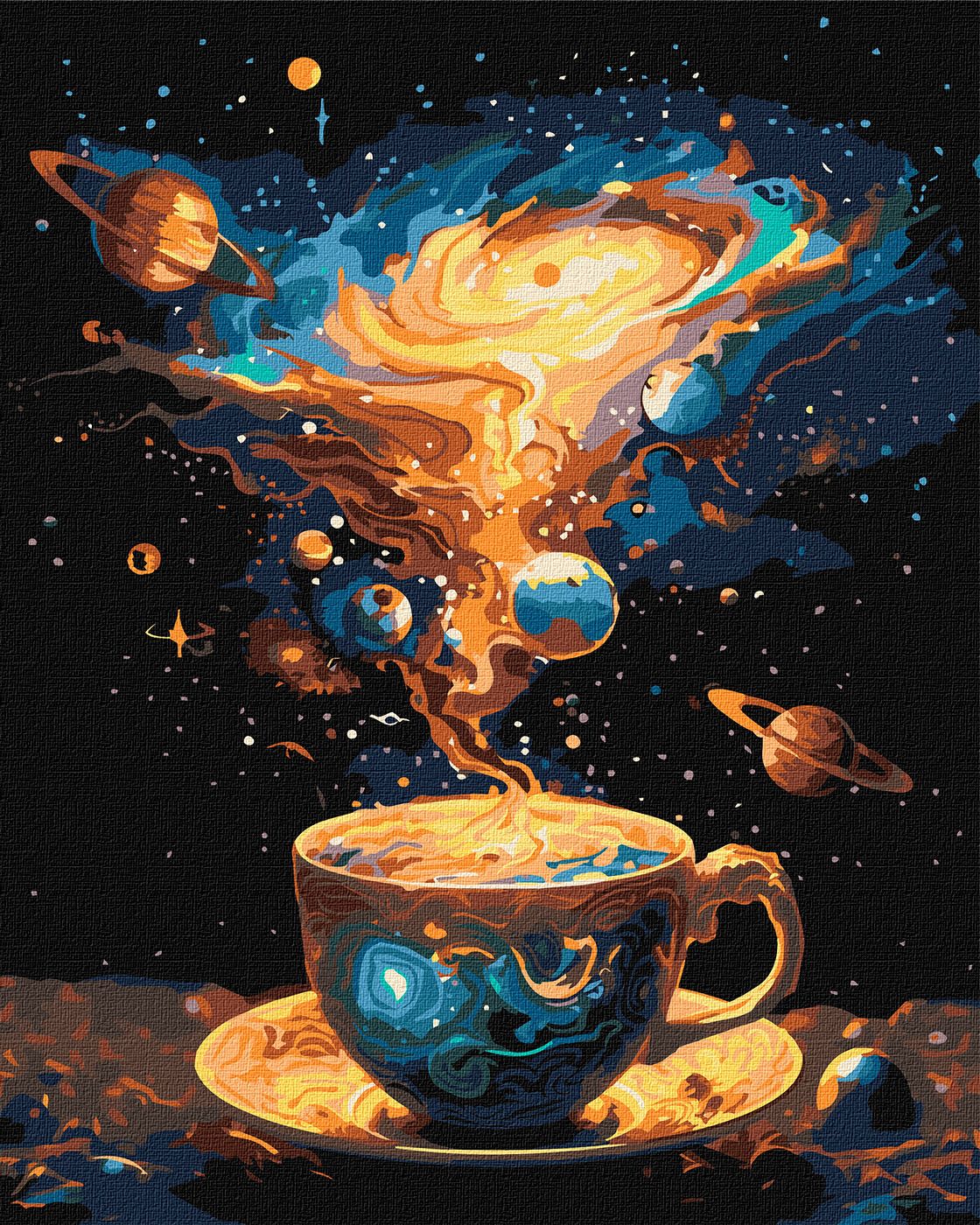 Картина по номерам Ideyka Космическое чаепитие с красками металлик ©art_selena_ua 40х50 см (KHO5124) - Фото 1