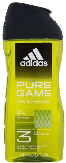 Гель для душа Adidas Pure Game Body&Hair&Face 250 мл (3616304247637) - Фото 1