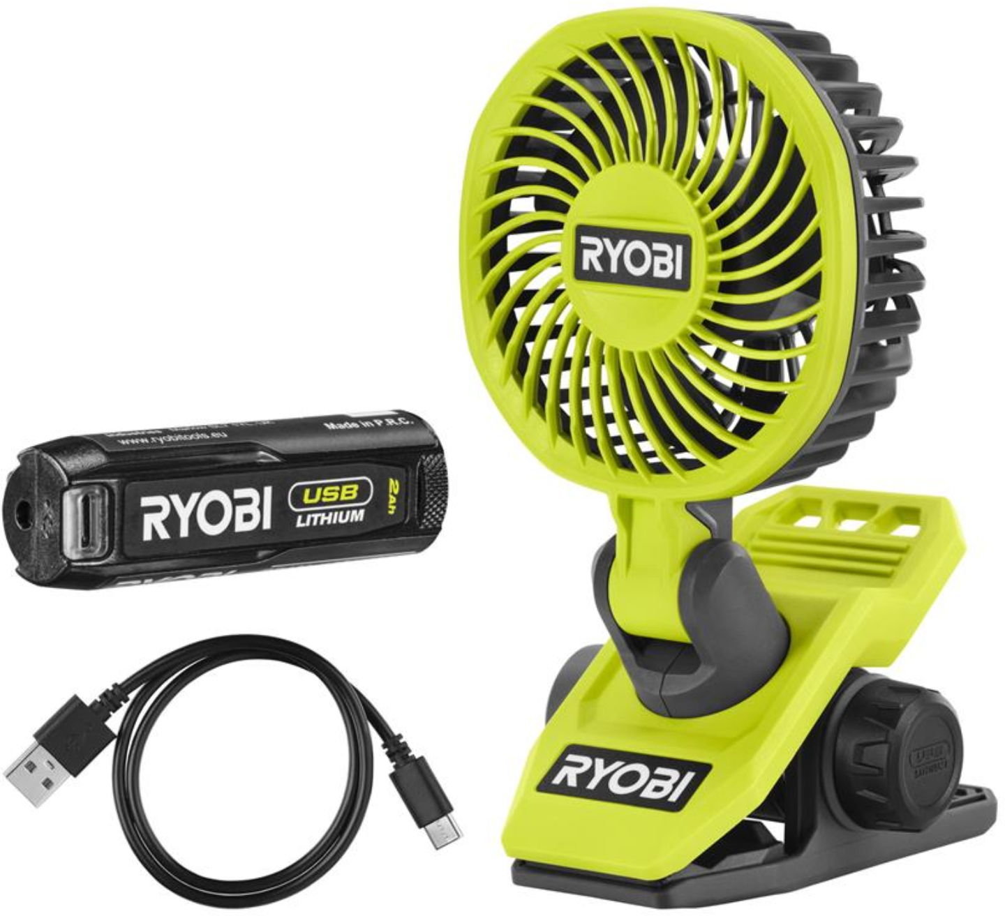 Вентилятор портативный Ryobi USB Lithium RCF4-120G (5133006143) - Фото 1