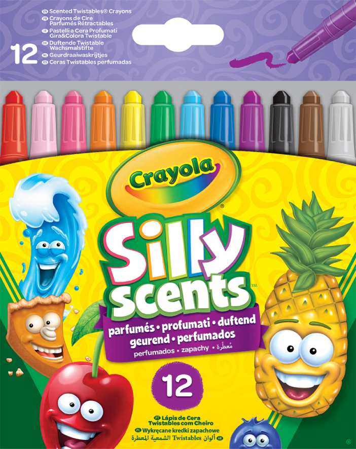 Набор восковых мелков Crayola Silly Scents Твист выкручивающийся с ароматом 12 шт. (52-9712) - Фото 1