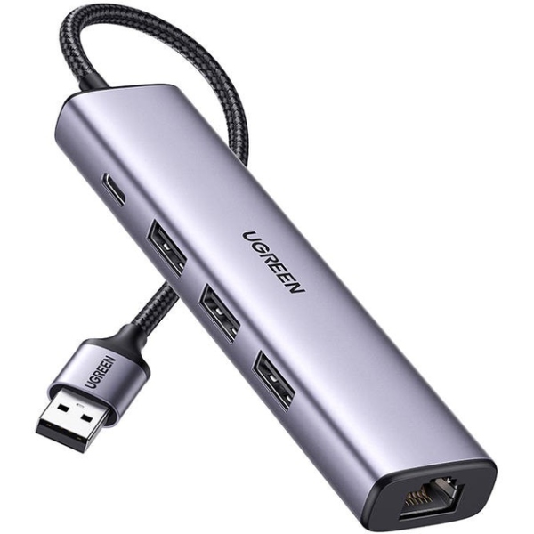 Хаб USB UGREEN USB 3.0 3хUSB 3.0/Type-C+RJ45 Ethernet 5 in 1 Hub CM475 (60554) - Фото 1