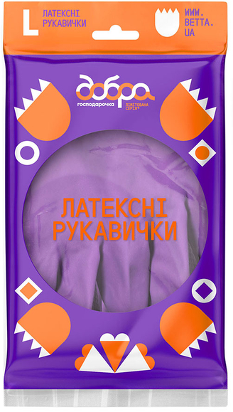 Перчатки латексные Добра господарочка фиолетовые, размер L (4820086523721) - Фото 1