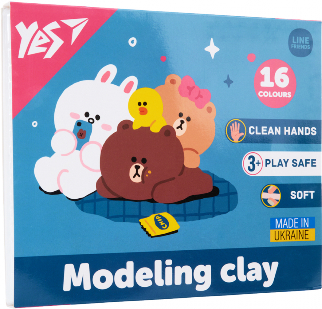 Пластилін класичний YES 16 кол. 320 г Line Friends (540675) - Фото 1