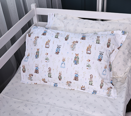 Простынь двуспальная MirSon Poplin Line Kids 03 Animals 180x200 см (2200009713279) - Фото 1