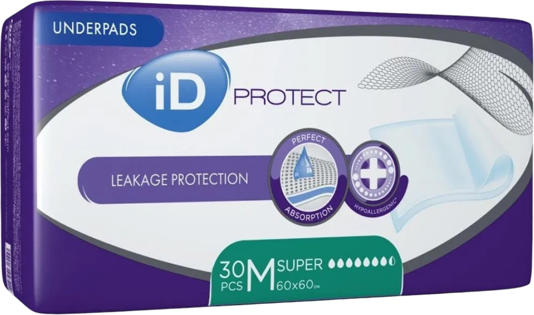 Одноразовая пеленка ID Proteсt Super 60 x 60 см 30 шт. (5411416047902) - Фото 1