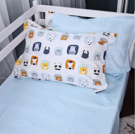 Простынь двуспальная MirSon Poplin Line Kids 09 Sleeping Animals 180х190 см (2200009720826) - Фото 1