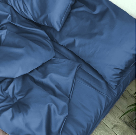 Простынь двуспальная MirSon Satin Light Pro 10-011 Dark Blue 180x200+25 см (2200010174229) - Фото 1
