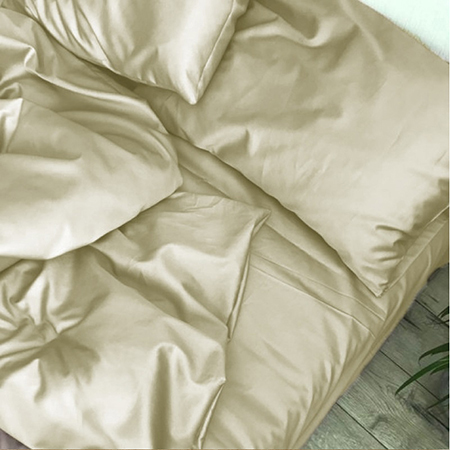 Простынь двуспальная MirSon Satin Light Pro 10-014 Soft yellow 180x190+25 см (2200010175721) - Фото 1