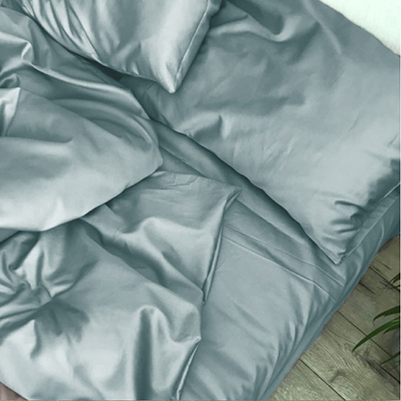 Простынь двуспальная MirSon Satin Light Pro 10-015 Sea wave 180x190+25 см (2200010176223) - Фото 1