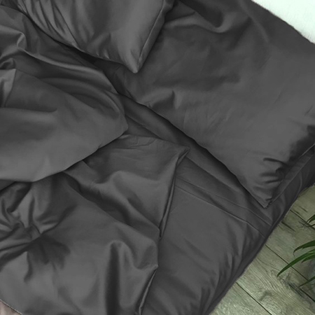 Простынь двуспальная MirSon Satin Light Pro 10-005 Dark Gray 180x190+25 см (2200010171174) - Фото 1