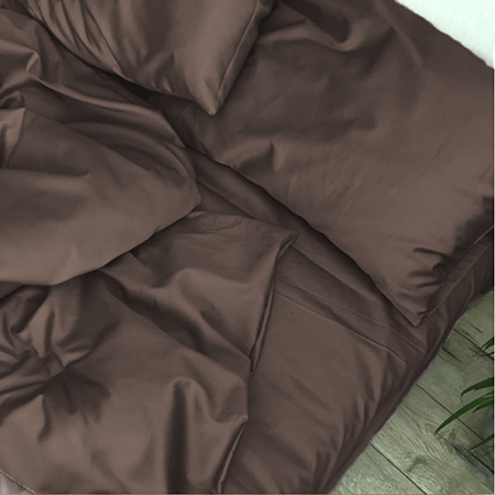 Простынь двуспальная MirSon Satin Light Pro 10-010 Brown 180x200+25 см (2200010173680) - Фото 1