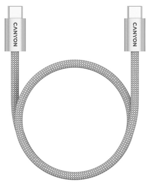 Кабель синхронизации данных Canyon OnWire 60MG C-C 60W Magnet Braided 1m Light Grey (CND-CCMG60AB15LG) - Фото 1