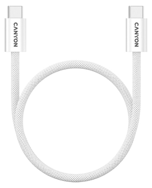 Кабель синхронізації даних Canyon OnWire 60MG C-C 60W Magnet Braided 1m White (CND-CCMG60AB15W) - Фото 1
