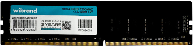 Память DDR Wibrand DDR4 32GB 3200MHz CL22 DIMM (WI3200DDR4D/32GB) - Фото 1