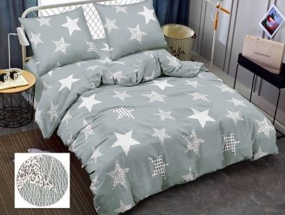 Комплект постельного белья Zastelli Серые звезды JH5827-3 жатка 175х210 см серая (20590) - Фото 1