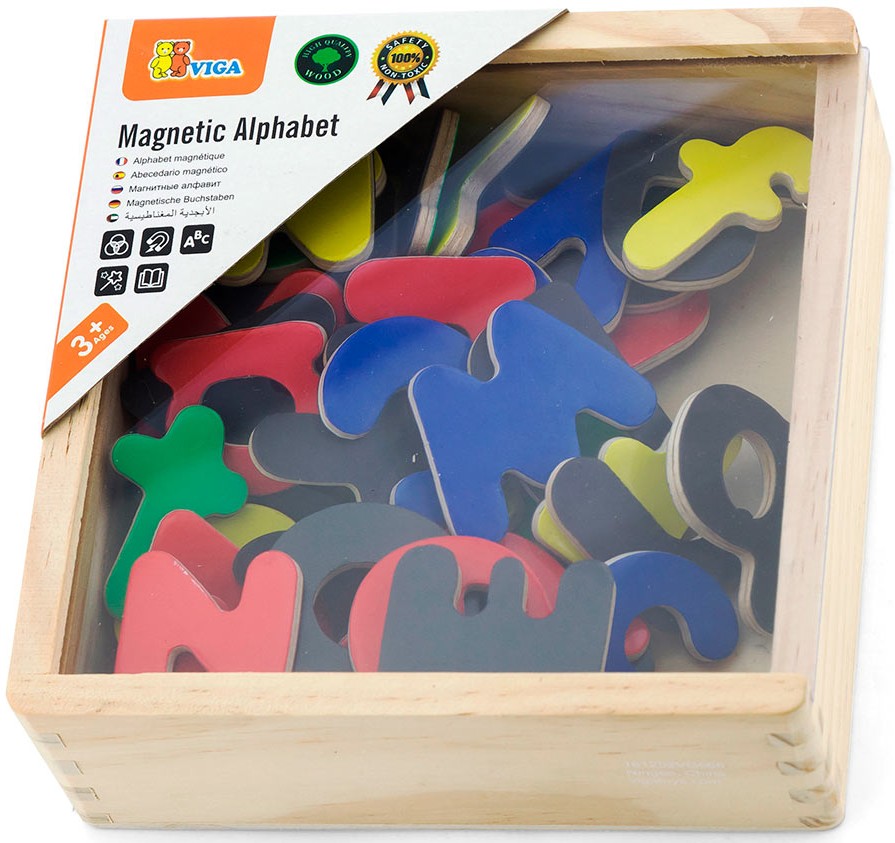 Настольная игра магнитная (3-4 года) Viga Toys Магнитные буквы 52 шт. (50324) - Фото 1