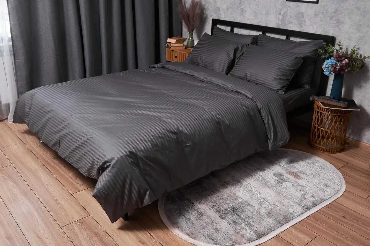 Пододеяльник полуторный евро Moon&Star Satin Stripe Stripe Black 160x220 см (MS-870000466) - Фото 1