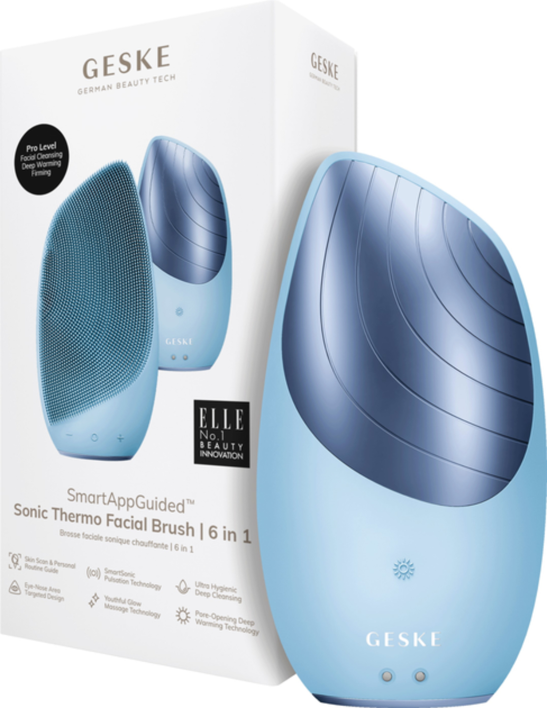 Щетка для чистки лица GESKE Sonic Thermo Facial Brush 6 в 1 аквамарин (GK000007AQ01) - Фото 1