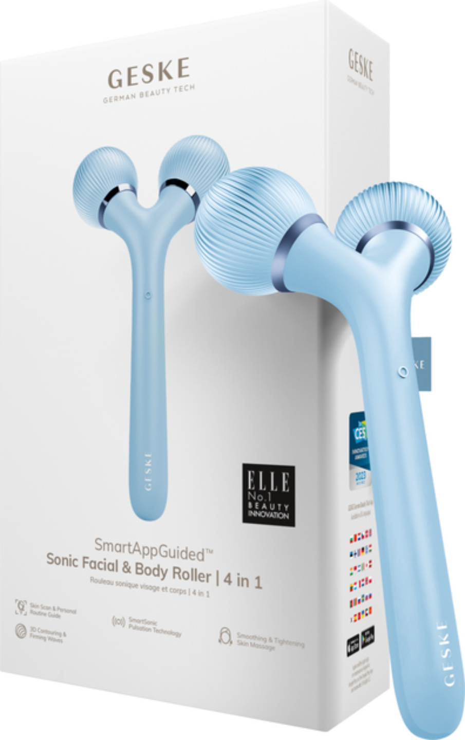 Масажер для обличчя GESKE Sonic Facial & Body Roller 4 в 1 аквамарин (GK000041AQ01) - Фото 1