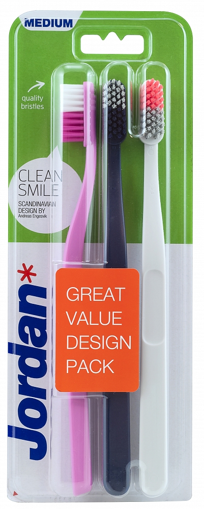 Зубная щетка мануальная детская Jordan Clean Smile, 12+ лет, средняя жесткость, 3 шт. (56106310) - Фото 1