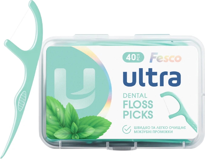 Зубная нить Fesco Ultra Fresh Clean з тримачем 40 шт. (4820204702410) - Фото 1