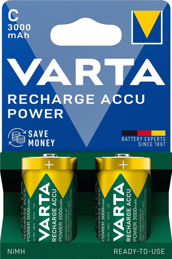 Аккумулятор Varta NI-MH Power C(LR14) 3000 мА/г 2 шт. (56714101412) - Фото 1