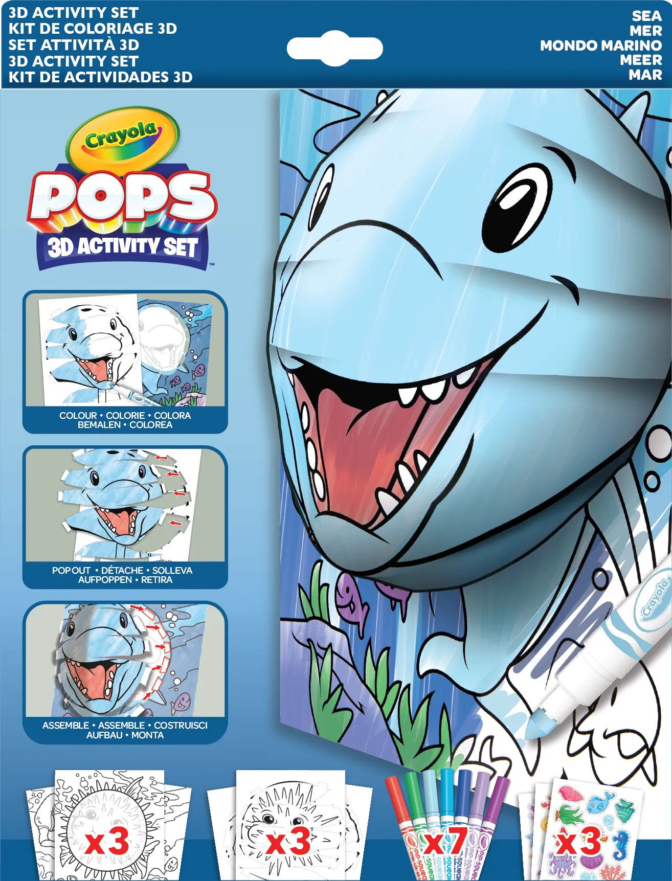 Розмальовки класичні Crayola POPS 3D ''Підводний світ'' з 7 фломастерами (04-2805) - Фото 1