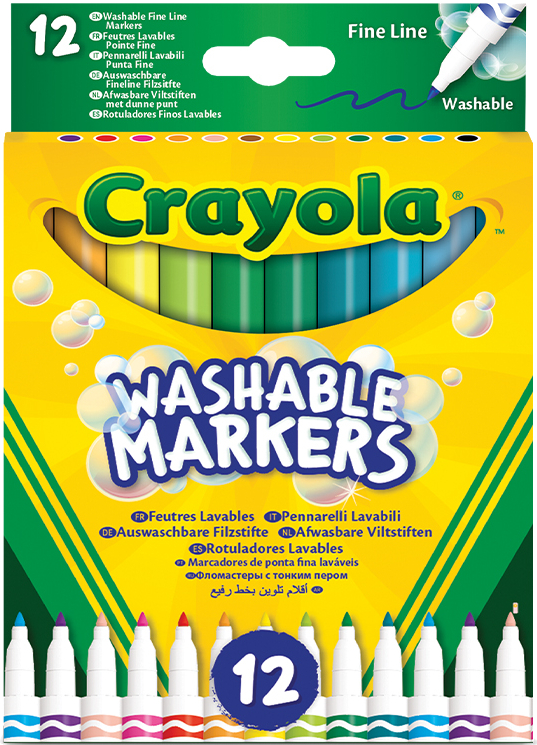 Фломастеры Crayola тонкая линия (washable), 12 шт (58-6671) - Фото 1