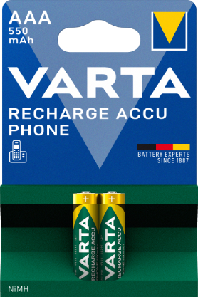 Аккумулятор тип AAA Varta Phone ACCU AAA 550mAh BLI 2 NI-MH - Фото 1