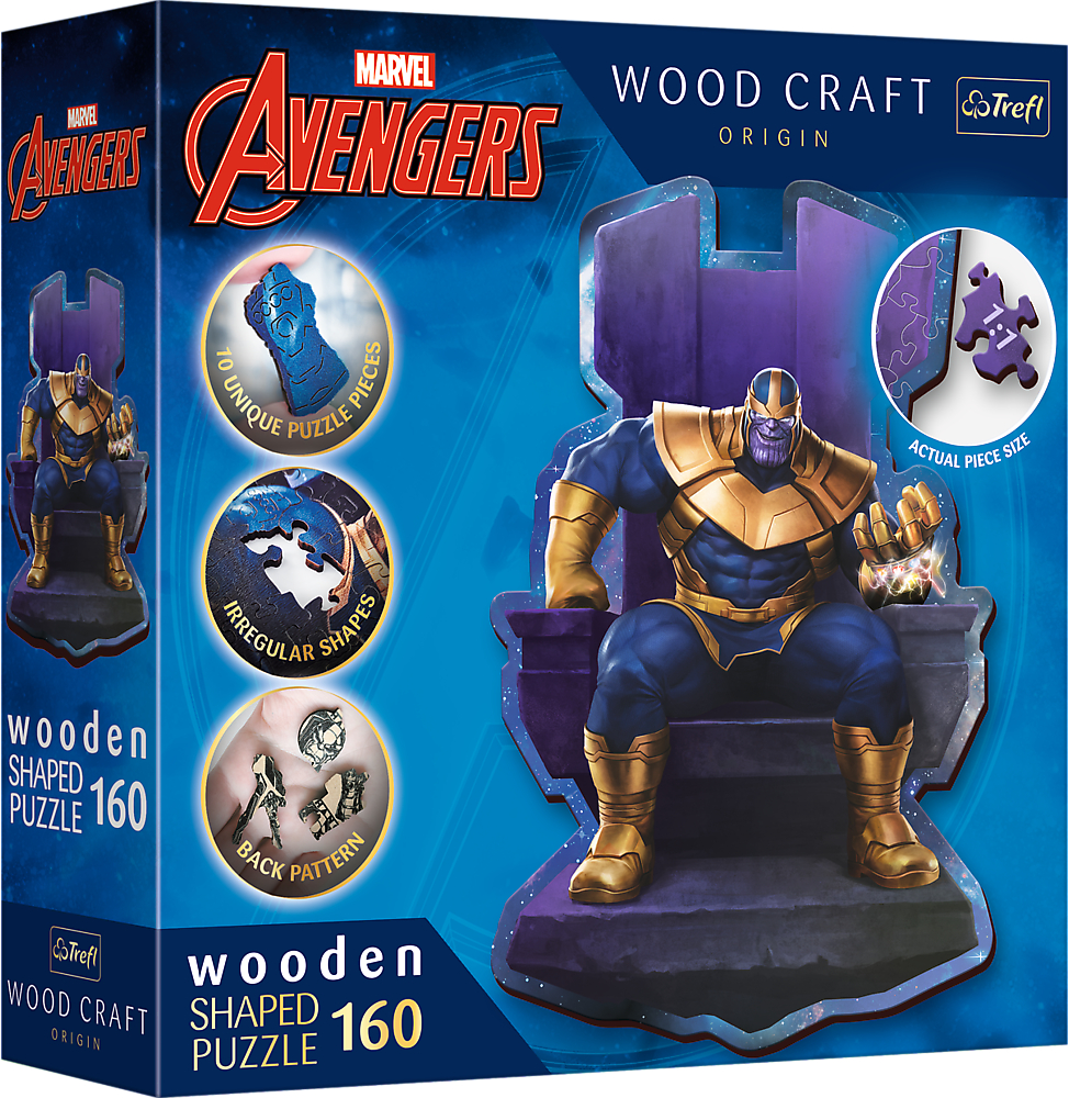 Купити Пазли (5-7 років) Trefl Wooden Marvel Heroes Танос на троні 160 ел. (01840) - Фото 1 Пазли (5-7 років) Trefl Wooden Marvel Heroes Танос на троні 160 ел. (01840) - Фото 1