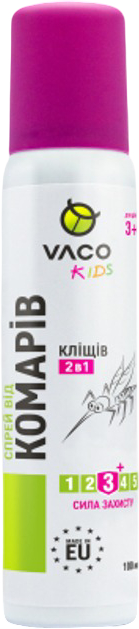 Спрей от комаров для детей VACO KIDS клещей и мошек от 3 лет 100 мл (5901821952408) - Фото 1