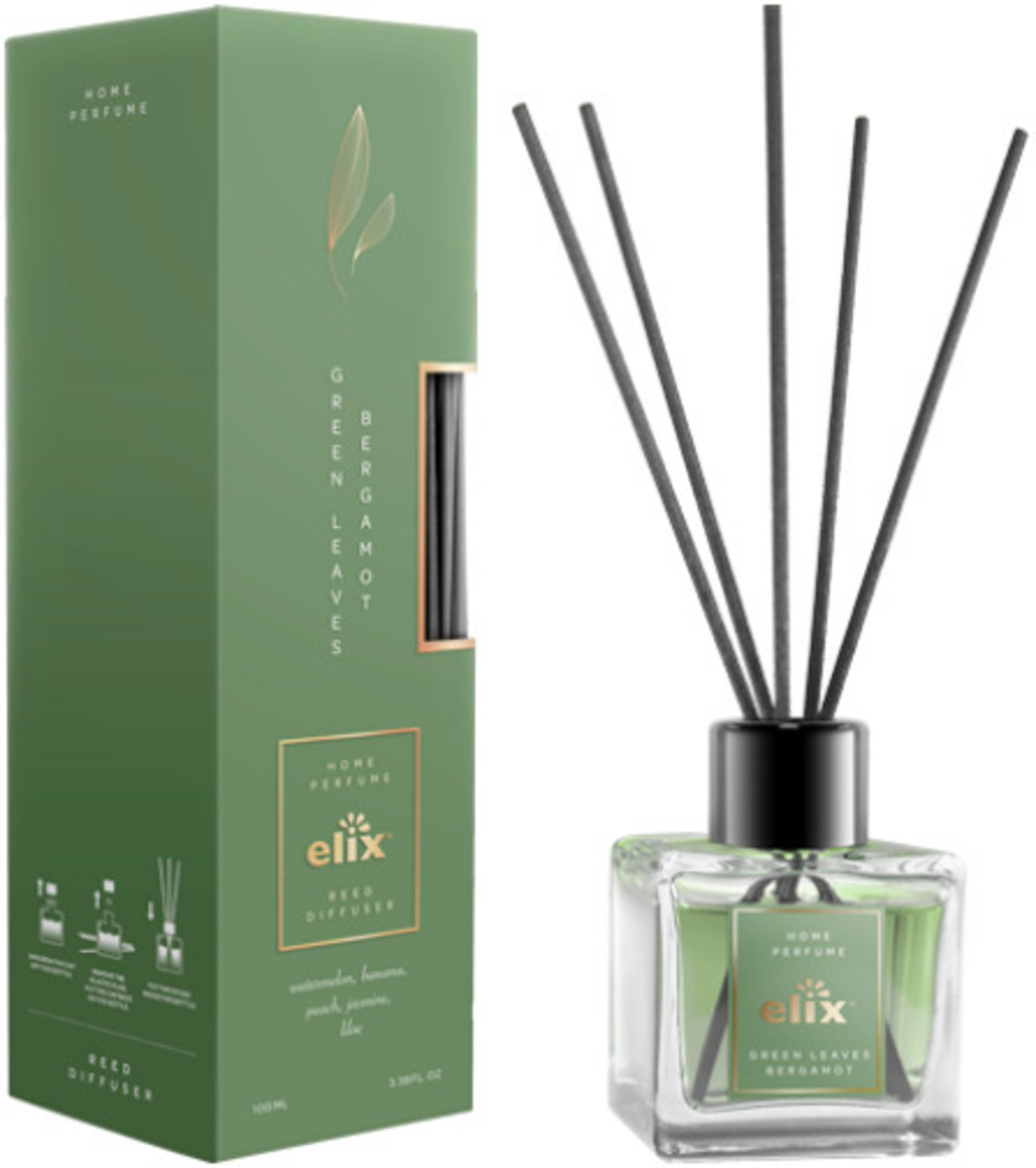 Аромадиффузор Elix Green Leaves&Bergamot 100 мл (5902315539457) - Фото 1