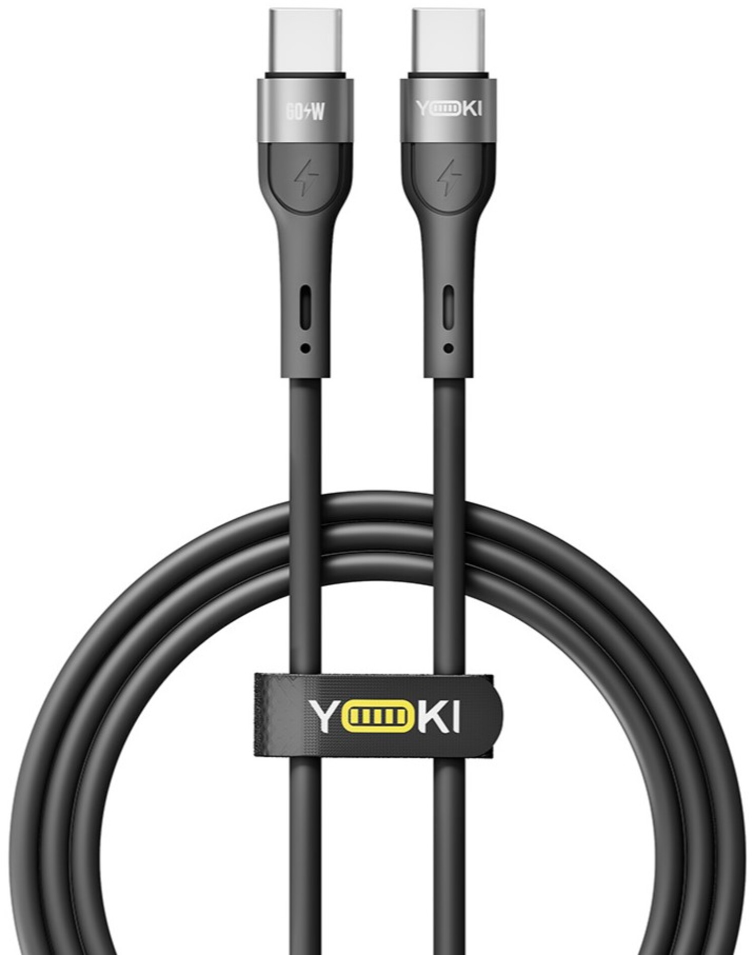 Кабель синхронизации данных YOKI EXTRA Type-C to Type-C 60W 1.2m Black (YK-EX11) - Фото 1