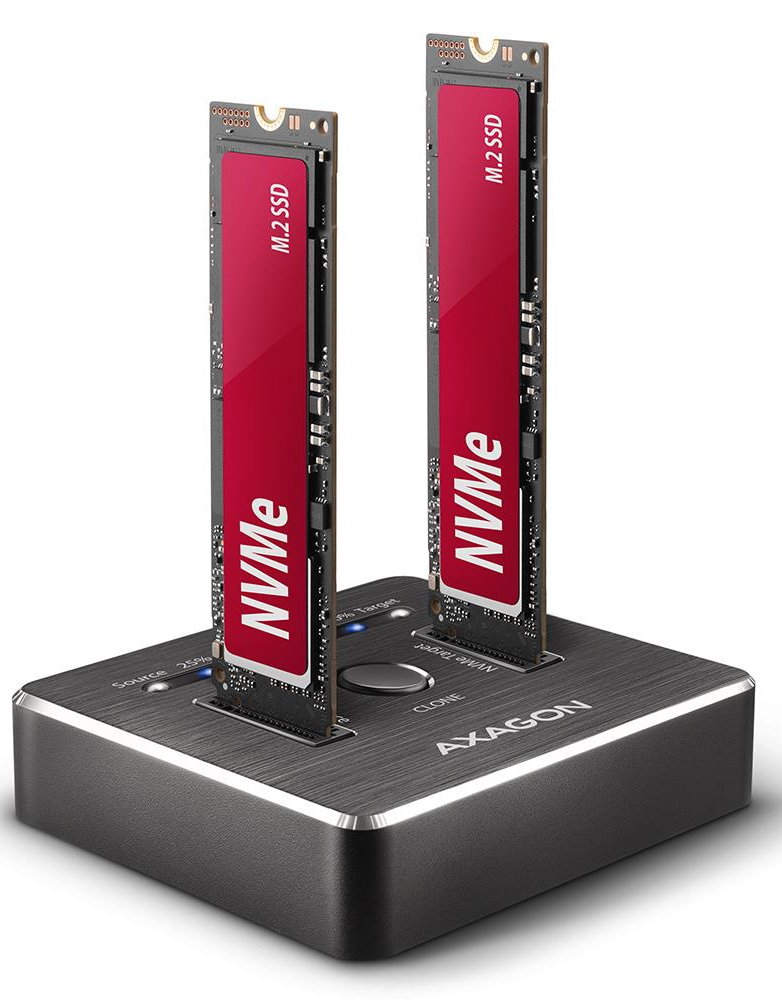 Док-станция AXAGON USB-C 3.2 Gen2 - 2x NVMe CLONE DUAL SDD (ADSA-M2C) - Фото 1