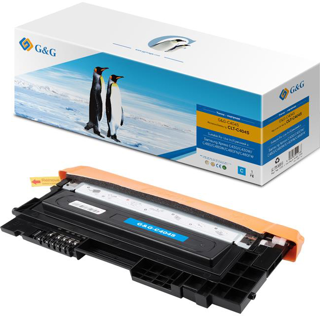 Картридж для лазерних принтерів/БФП G&G для Samsung C430/C430W,C480/C480W/ C480FN Cyan (G&G-C404S) - Фото 1