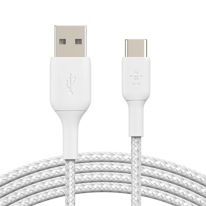 Кабель синхронизации данных Belkin USB-A - USB-С Braided 2m White (CAB002BT2MWH) - Фото 1
