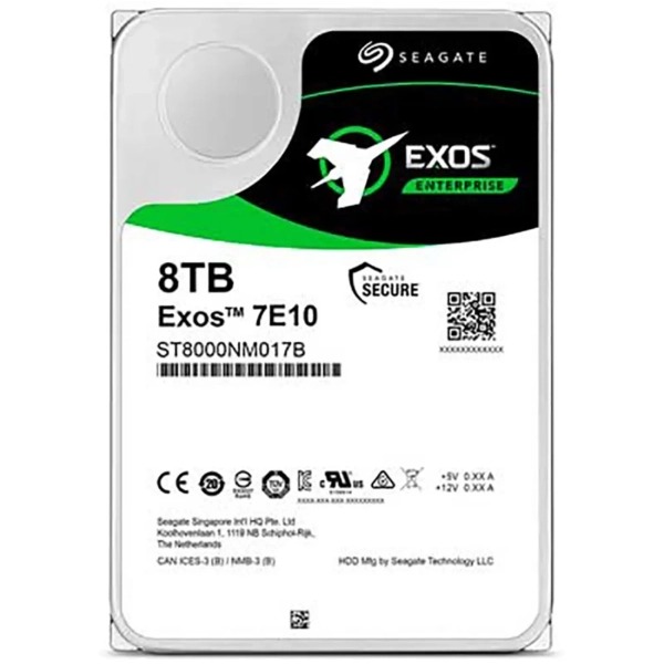 Жорсткий диск внутрішній Seagate SATA 8.0TB Exos 7E10 7200rpm 256MB (ST8000NM017B) - Фото 1
