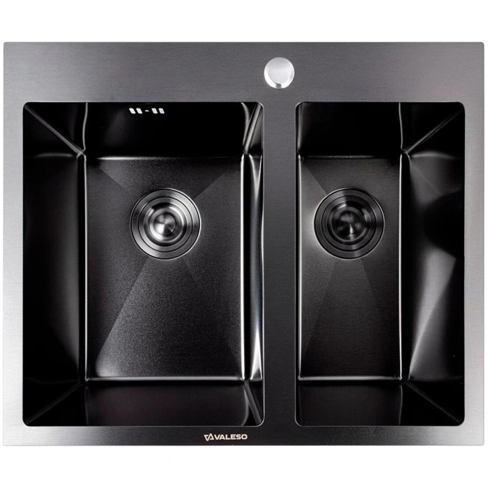 Мойка кухонная VALESO 60х50 PVD черная Handmade (большая/малая чаша, 3,0/0,8) - Фото 1