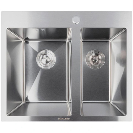 Мойка кухонная VALESO 60х50 нержавейка Handmade (большая/малая чаша, 3,0/0,8) - Фото 1