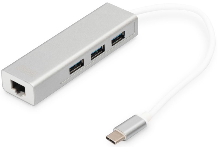 Хаб USB Digitus USB-C - USB 3.0 3 Port Hub+Gigabit Ethernet (DA-70255) - Фото 1