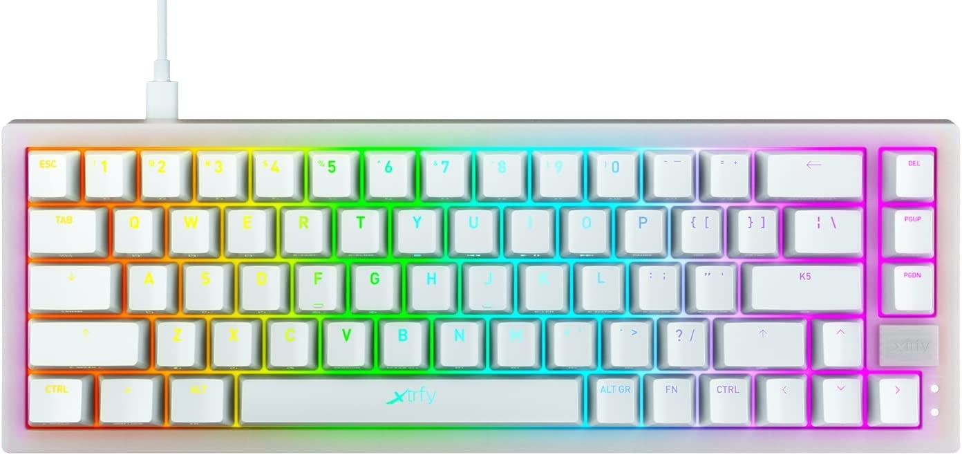 Клавиатура проводная игровая Xtrfy K5 68 keys Kailh Red Hot-swap RGB White (K5-RGB-CPT-TPWhite-R-UKR) - Фото 1