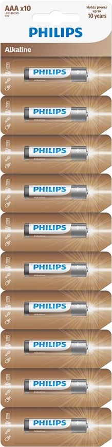 Батарейка тип AAA Philips Entry Alkaline AАА 10 шт. (LR03AL10S/10) - Фото 1