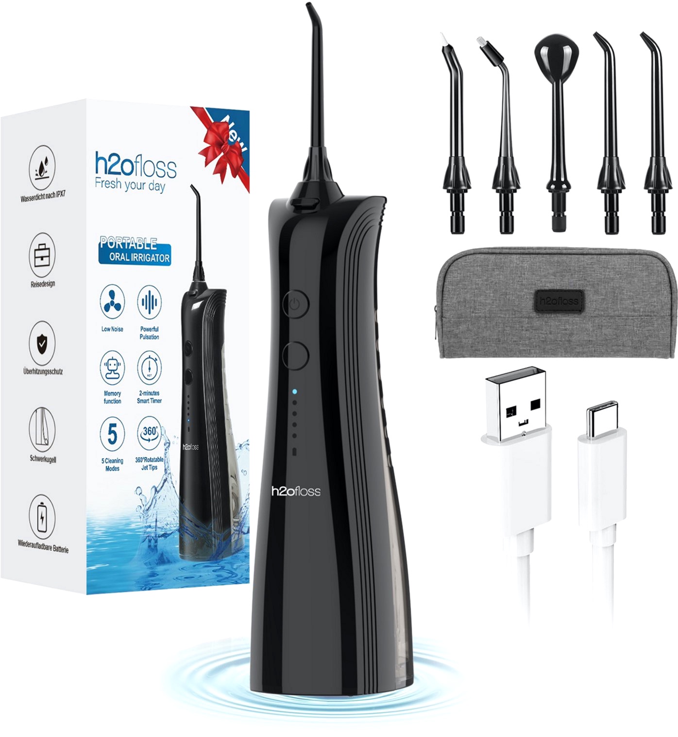 Іригатор H2OFloss HF-A6 Black - Фото 1