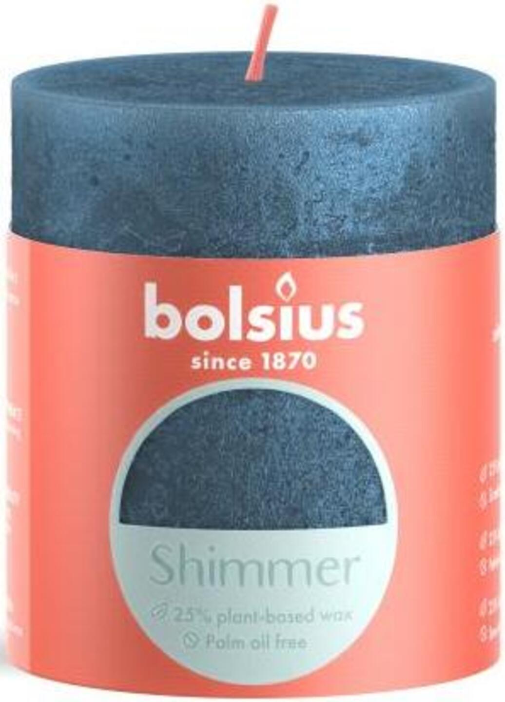 Свічка декоративна Bolsius SHIMMER 80/68 синя (637060) - Фото 1