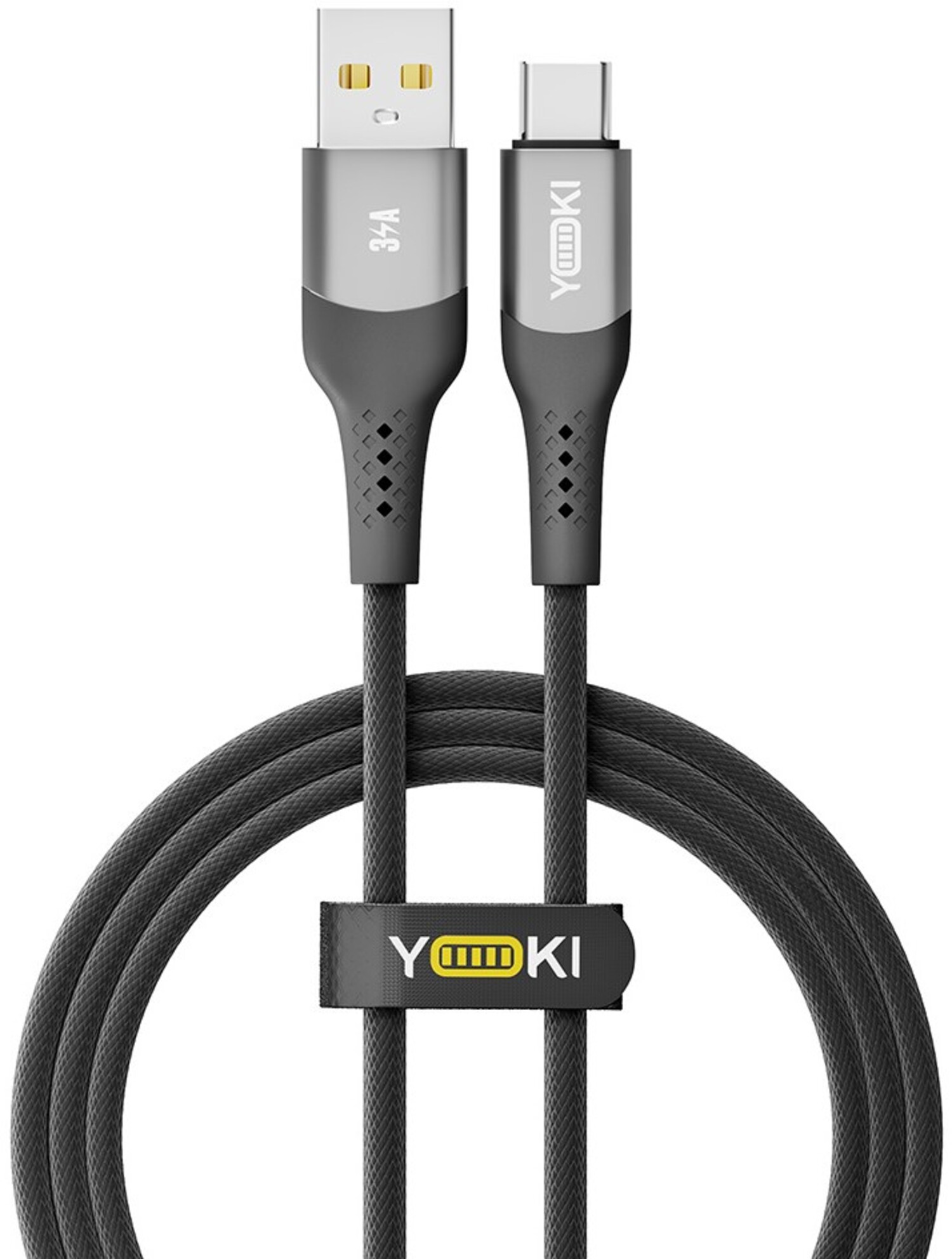 Кабель синхронизации данных YOKI SOLID Type-C 3A 1.2m Black (YK-SO15) - Фото 1