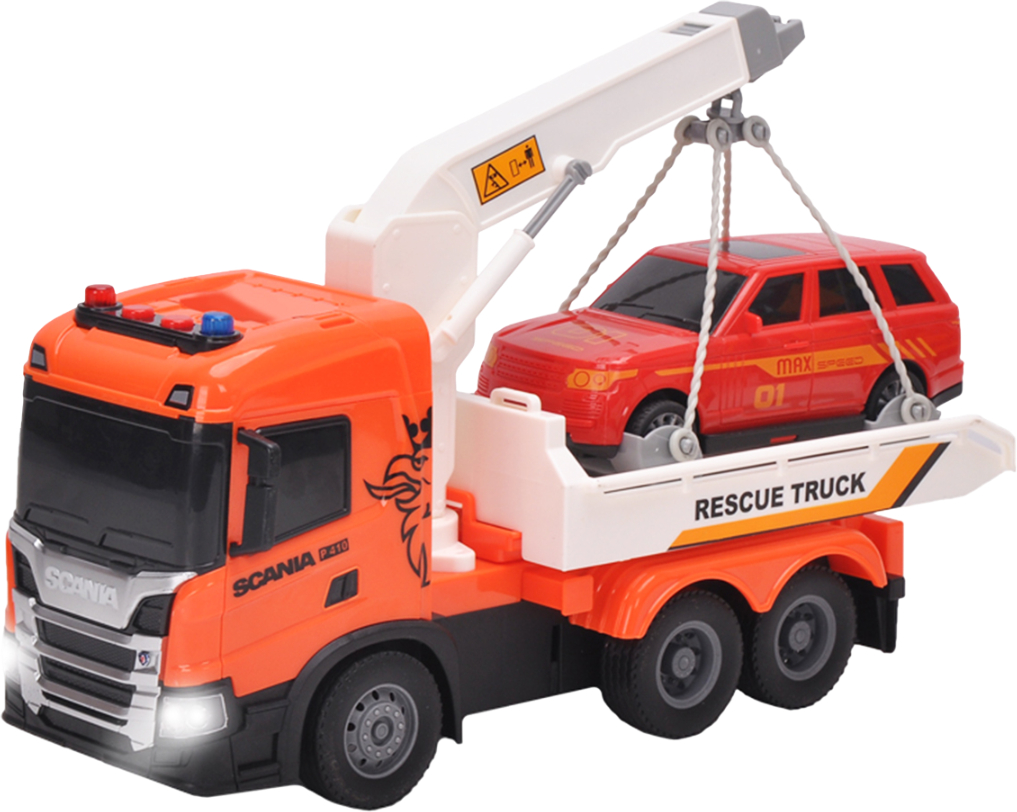 Наземная спецтехника TechnoDrive Big Truck – ЭВАКУАТОР SCANIA С МАШИНОЙ (свет, звук) (6408KS) - Фото 1
