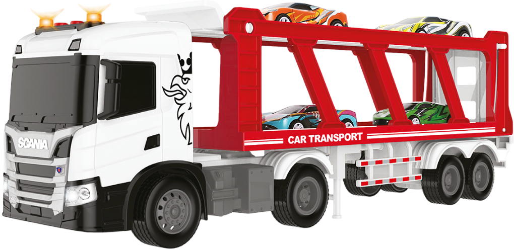 Наземная спецтехника TechnoDrive Large Truck – АВТОПЕРЕВОЗЧИК SCANIA (автоперевозчик, 4 машины, свет, звук) (6414KS) - Фото 1
