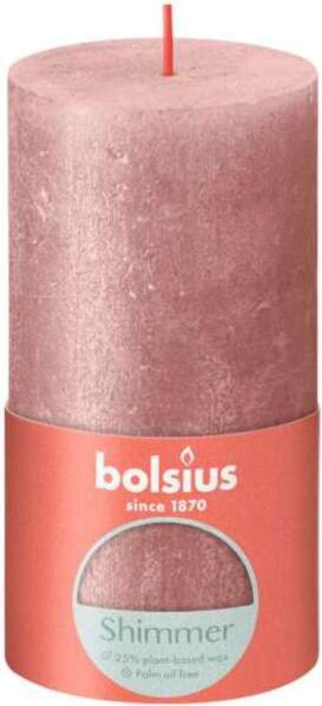 Свічка декоративна Bolsius SHIMMER 130/68 рожева (647150) - Фото 1