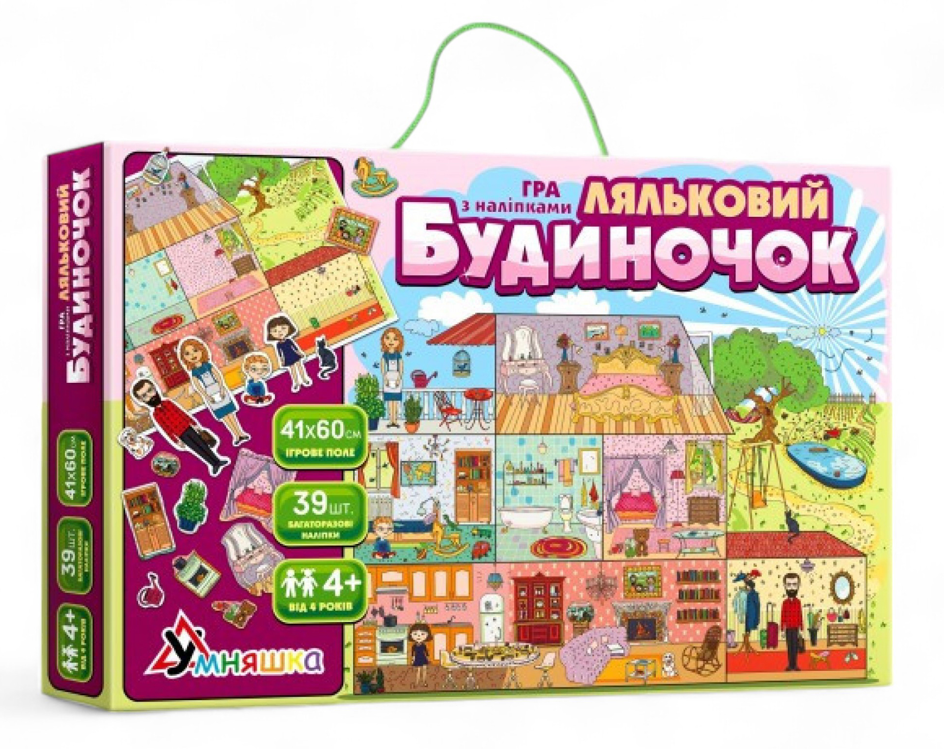 Настольная игра развивающая (5-7 лет) Умняшка с многоразовыми наклейками Кукольный домик (КП-003) - Фото 1