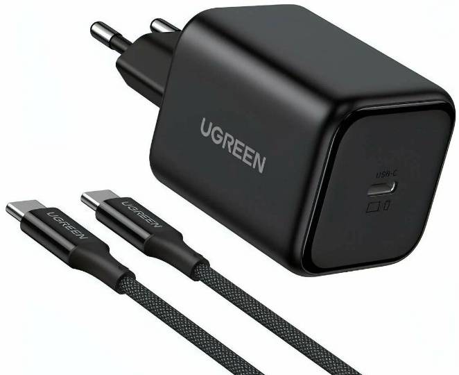 Мережевий зарядний пристрій UGREEN X524 45W USB-C GaN Fast Charger Set Black (65054) - Фото 1